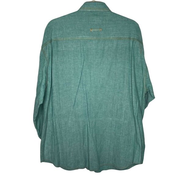 Vintage MTO Button Up Men's XL Green‎ LS Sleeve 90s Jade *Flaw Read** - Picture 10 of 10